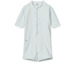 Liewood Max Seersucker Shortsleeve Swim Jumpsuit - Stripe Pure Sky