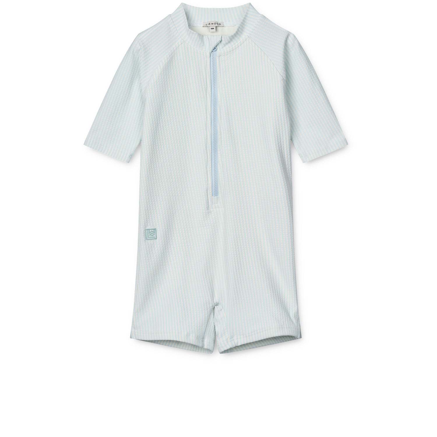 Liewood Max Seersucker Shortsleeve Swim Jumpsuit - Stripe Pure Sky