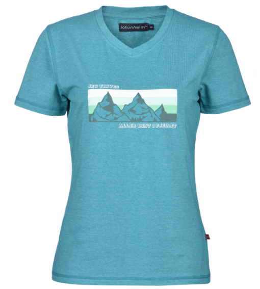 Varde t-shirt m print dame "fjellet/teal"- jotunheim