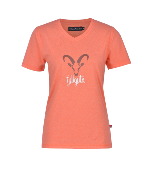 Varde T-Shirt m Print Dame "Geita/Hot Coral" - Jotunheim