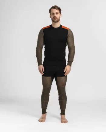 Woolnet Hybrid Crewneck M´s "Jet Black/Tarmac/Gold Flame" - Aclima