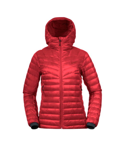 Rabot Light Down Jacket Hood Women "Fire Red" - Bergans