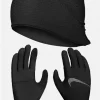 NIKE W ESSENTIAL HAT AND GLOVE SET" BLACK/BLACK/SILVER"