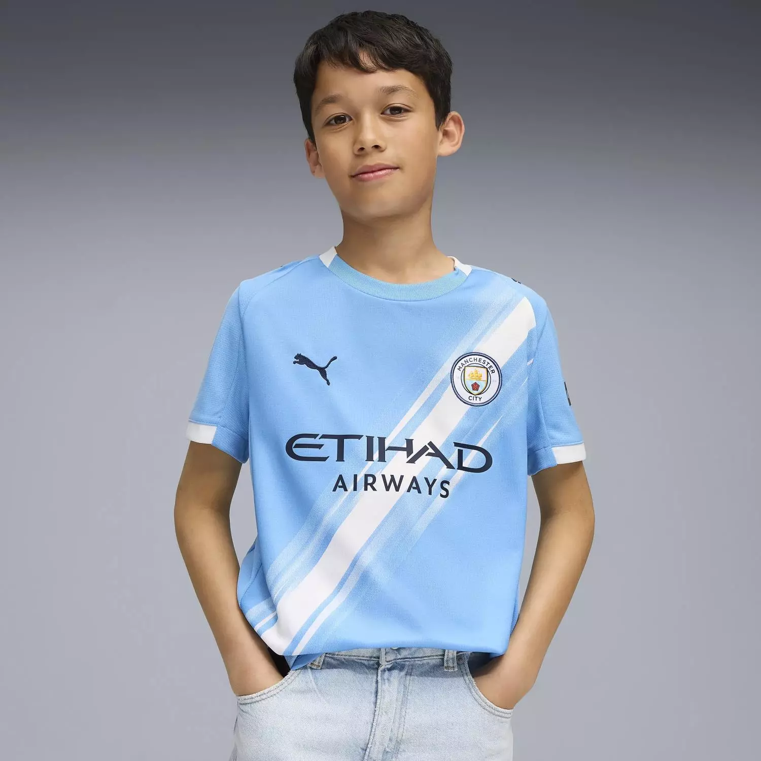 MCFC Home Jersey Replica Jr "Team Light Blue-PUMA White" - Puma