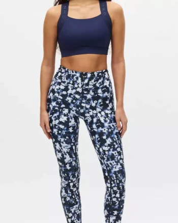 Printed High Waist Tights "Indigo Bloom" - Röhnisch