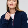Cherie Fleece Grid Zip Neck W "Navy" - Las Arcs
