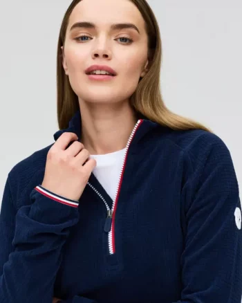 Cherie Fleece Grid Zip Neck W 