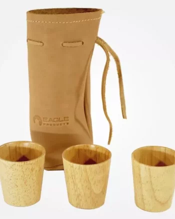 3 stk drammeglass i tre i skinnpose - Eagle