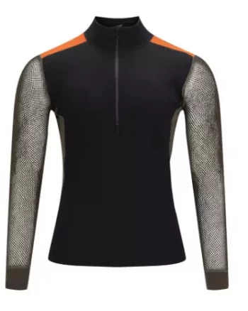 Woolnet Hybrid Mockneck M´s "Jet Black/Tarmac/Gold Flame" - Aclima