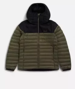 Lom Light Down Hood Jacket Men "Green Mud/Dark Shadow Grey" - Bergans