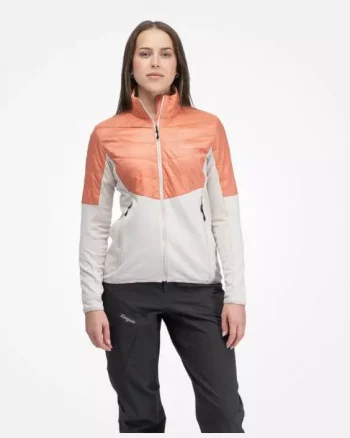 Rabot Hybrid Midlayer Jacket Women "Light Weathered Red/Bone White" - Bergans