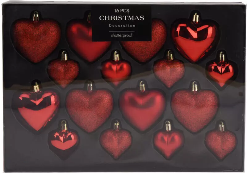 JULEKULER Hjerte Rød 16 stk