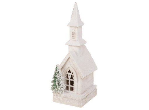 KIRKE Hvit m/snø 14x12x38 cm