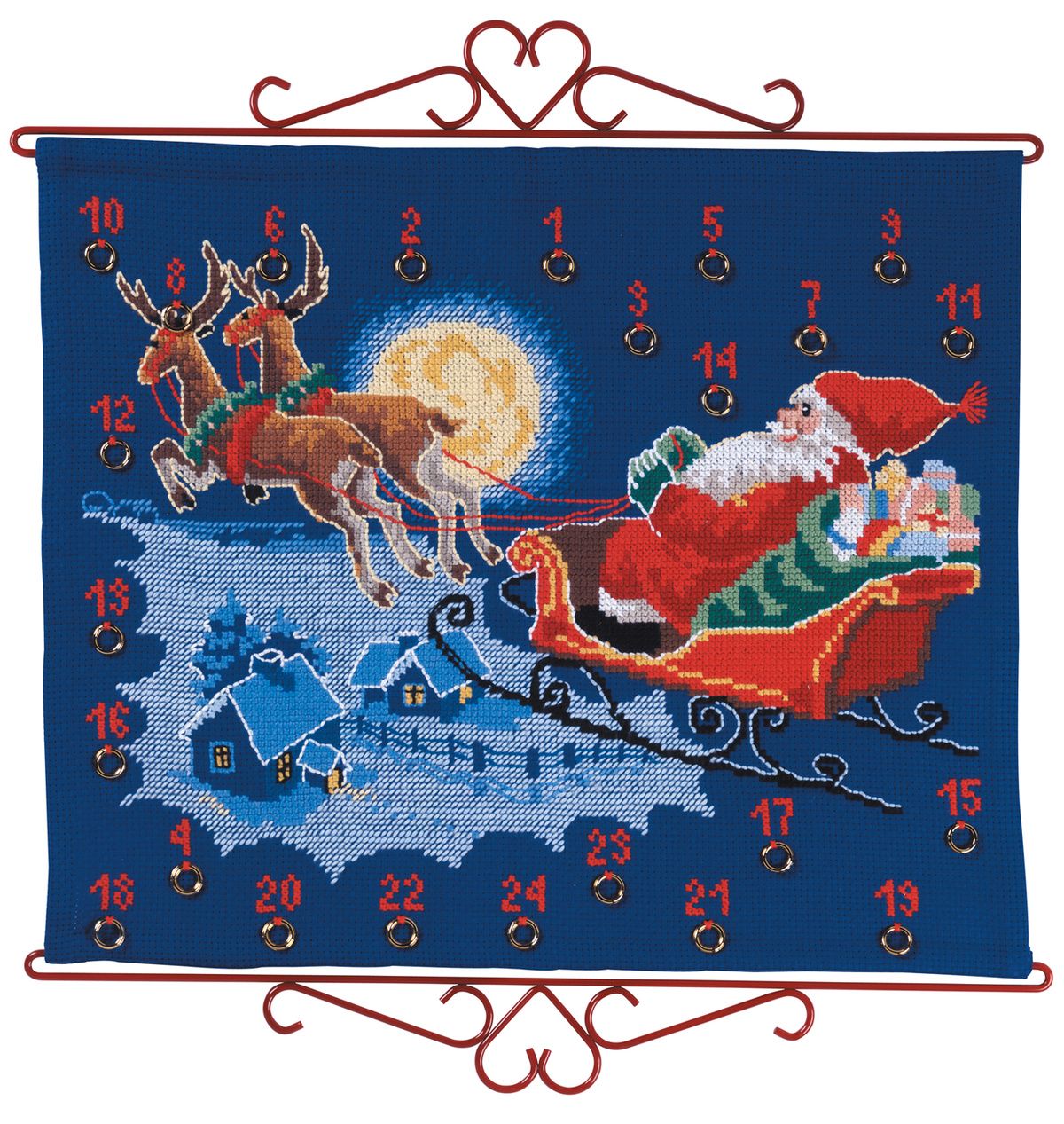 NISSE I SLEDE Julekalender 50x42 cm