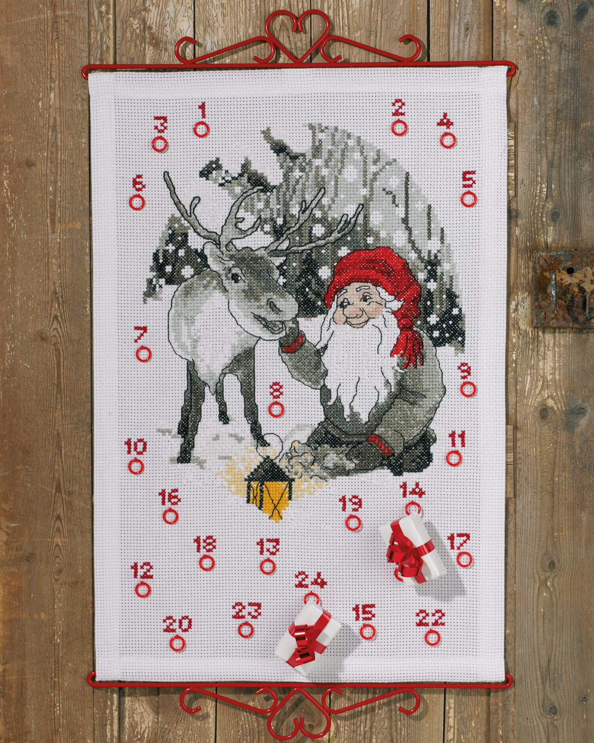 NISSE OG REINSDYR Julekalender 40x60 cm