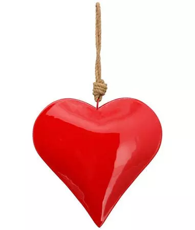 METALLHJERTE Rødt m/tau  10x2x10 cm