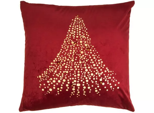 JULETRE Putetrekk 45x45 cm Velour m/gullperler