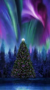 CHRISTMAS TREE AURORA BOREALIS Panel