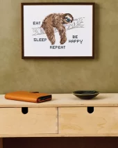 EAT SLEEP BE HAPPY Bilde 24x18 cm