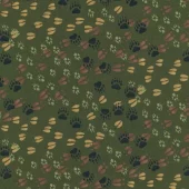 GREEN ANIMAL TRACKS Quiltestoff