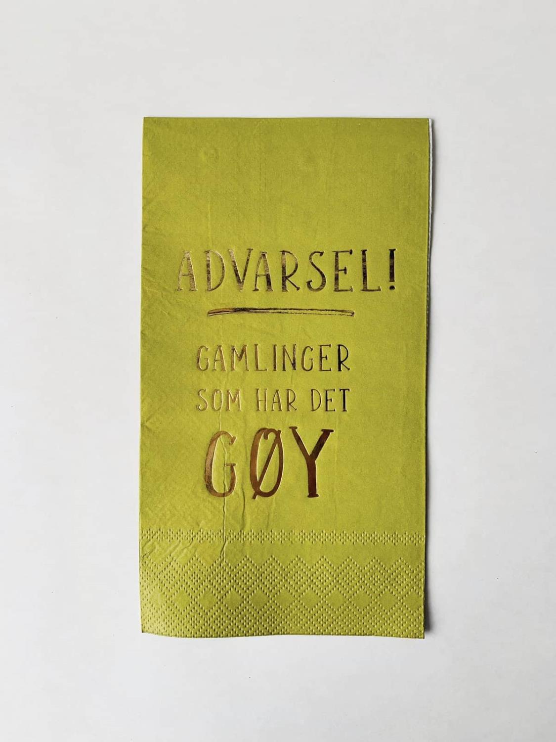 Serviett Advarsel! Gamlinger Som Har Det Gøy 33×40 Cm Grønn