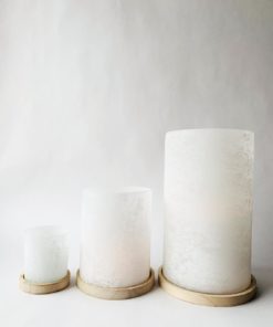 Lysglass Frostet Hvit Med Treplate M 13×16 Cm