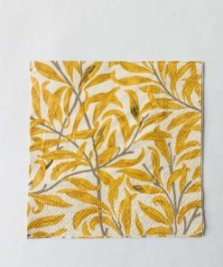 Serviett Blomstermønstret Gul M Gull 33×33 Cm