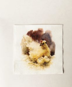 Serviett Høne Med Kyllinger 33×33 Cm