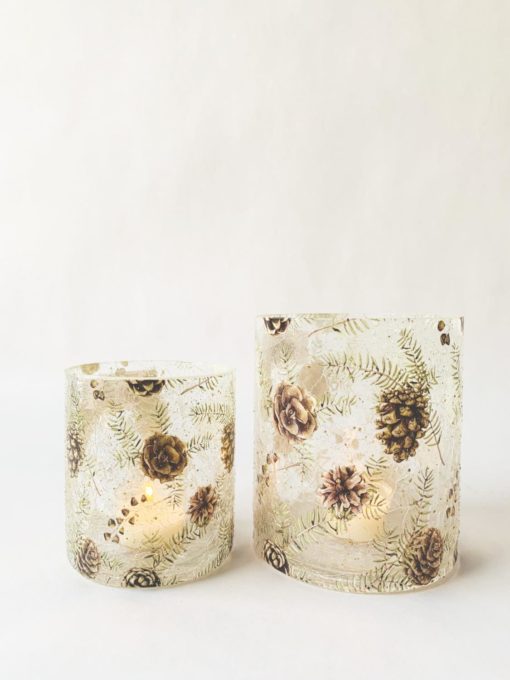 Trend Design Lysglass Krakelert Kongler/Glitter H 13 Cm