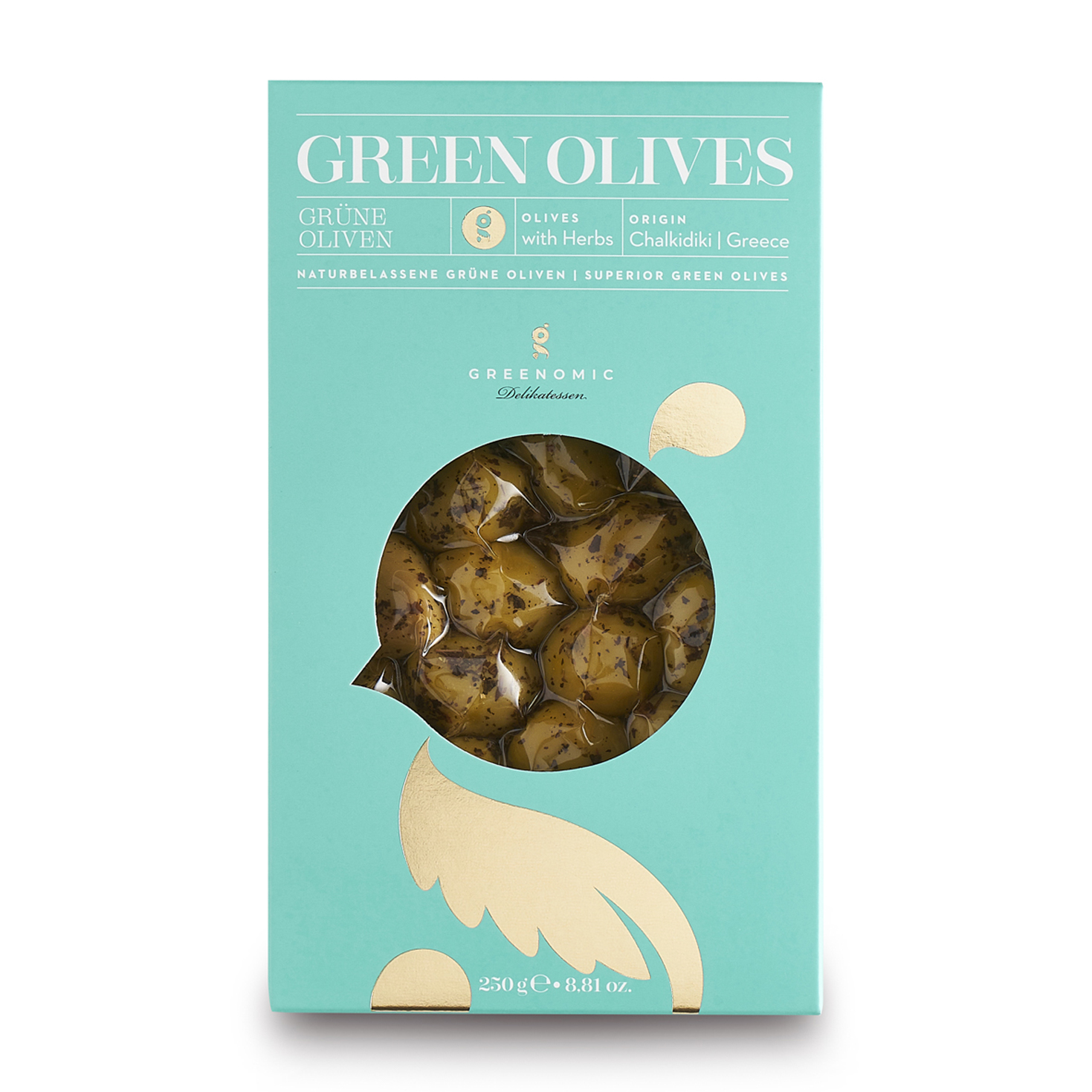 Greenomic Grønne Oliven med Urter, 250gr