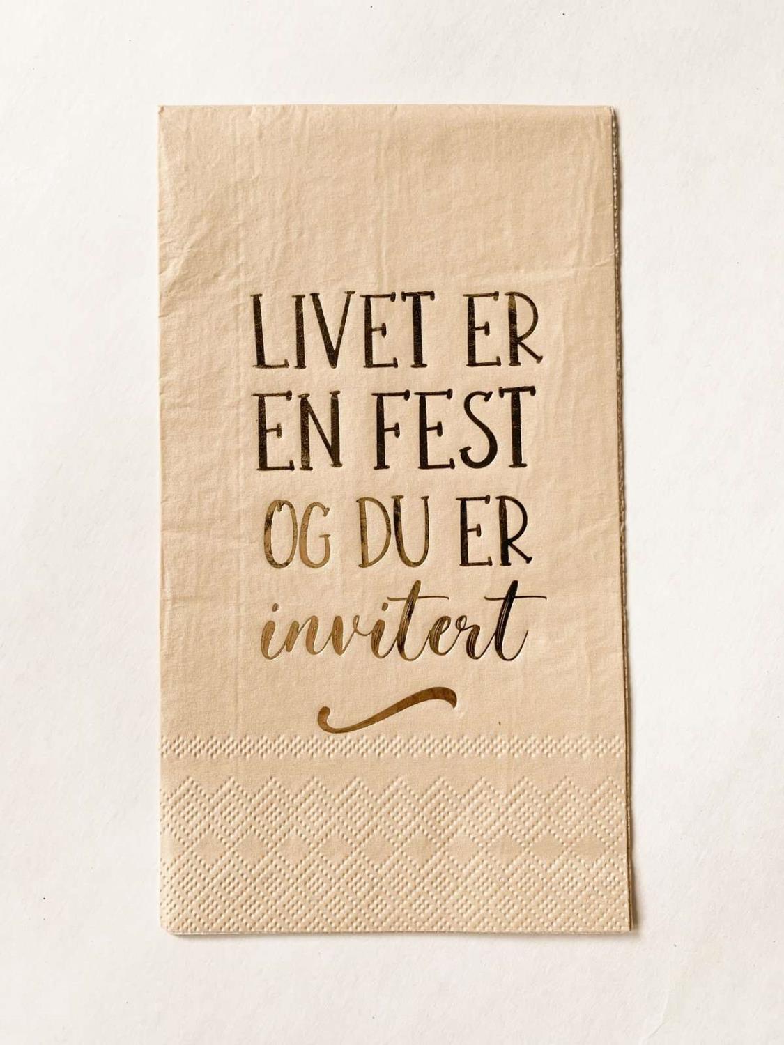 Trend Design Serviett m/tekst «livet er en fest»