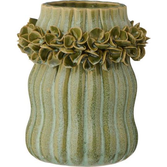 IB Laursen Vase glasert Hortensia støvet grønn