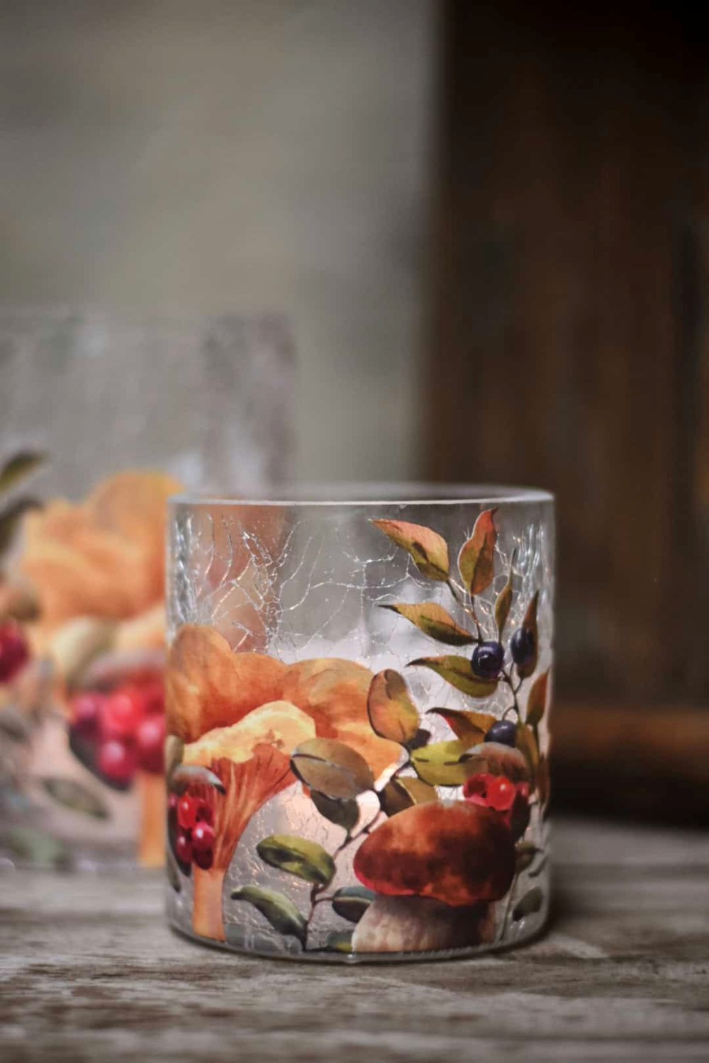 Trend Design Lysglass "Sopp" krakelert 9x10cm