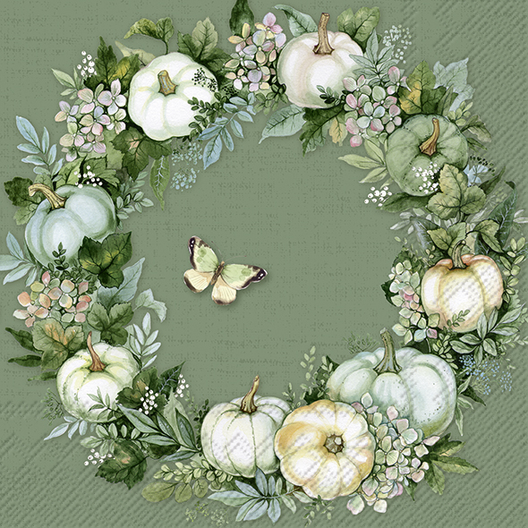 Ihr Servietter "Pumpkin Wreath green", lunsj