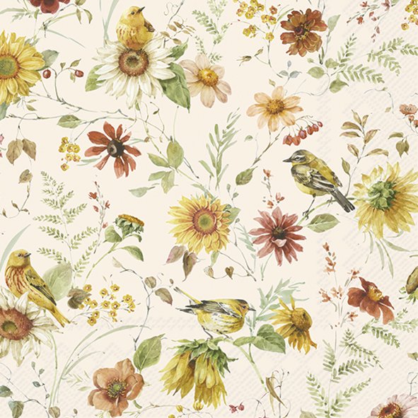 Ihr Lunsj Servietter "Late Summer Beauties" Cream