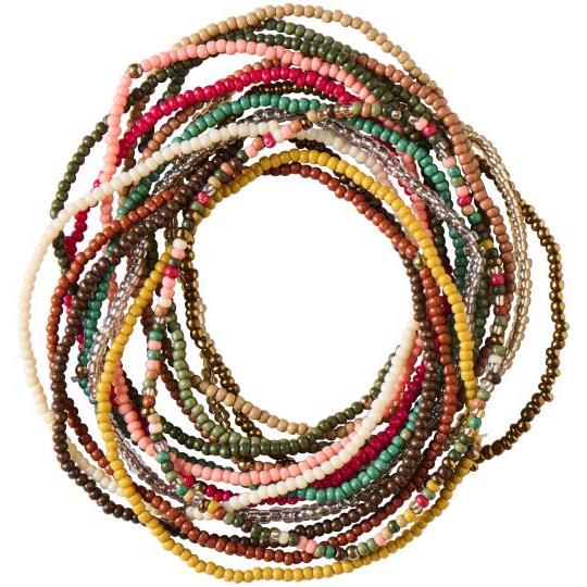 IB Laursen Armbånd Glassperler og metallperler, ass. elastisk