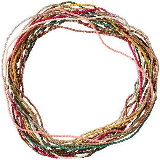 Ib Laursen Halskjede Glassperler og metallperle, ass elastisk