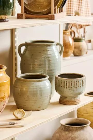 IB Laursen Krukke m/riller og hank, grå glasert