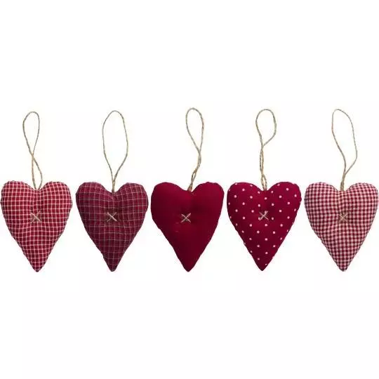 IB Laursen Vattert Hjerte, 5 ass pr stk, røde