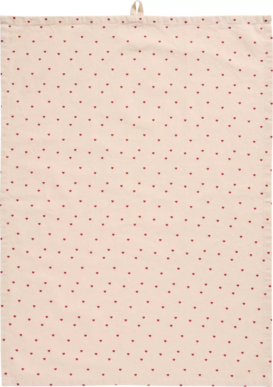 IB Laursen Kjøkkenhåndkle Valentin natur m/røde hjerter - Bomull