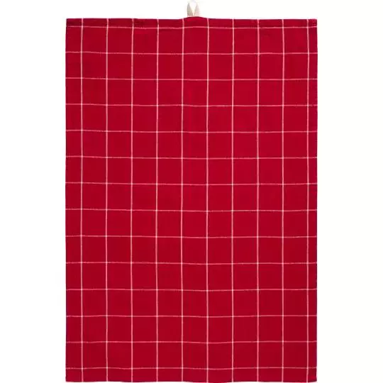 IB Laursen Oppvaskhåndkle Silja rød m/naturfarget store ruter - Bomull