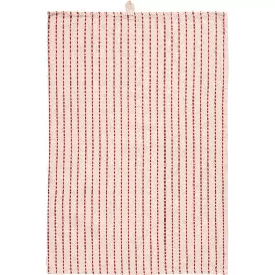 IB Laursen Oppvaskhåndkle Holly natur m/røde sammenvevde striper - Bomull