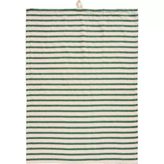IB Laursen Oppvaskhåndkle Eske natur m/mørkegrønne striper på tvers - Bomull