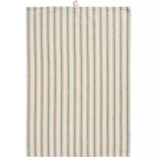 IB Laursen Oppvaskhåndkle Franz natur m/mørkegrønne smale og brede striper - Bomull