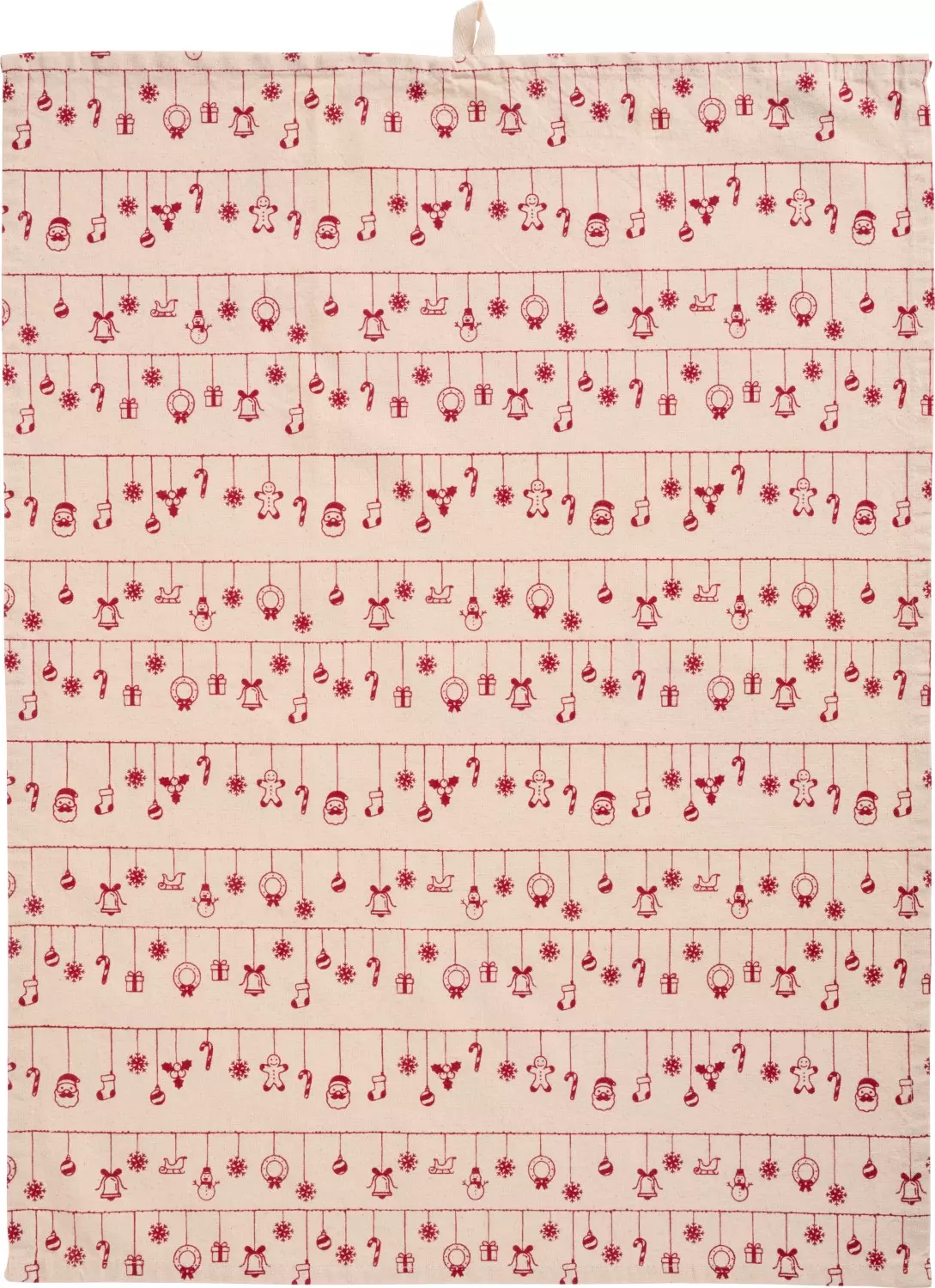 IB Laursen Oppvaskhåndkle Hollie natur m/rødt julepynt - Bomull