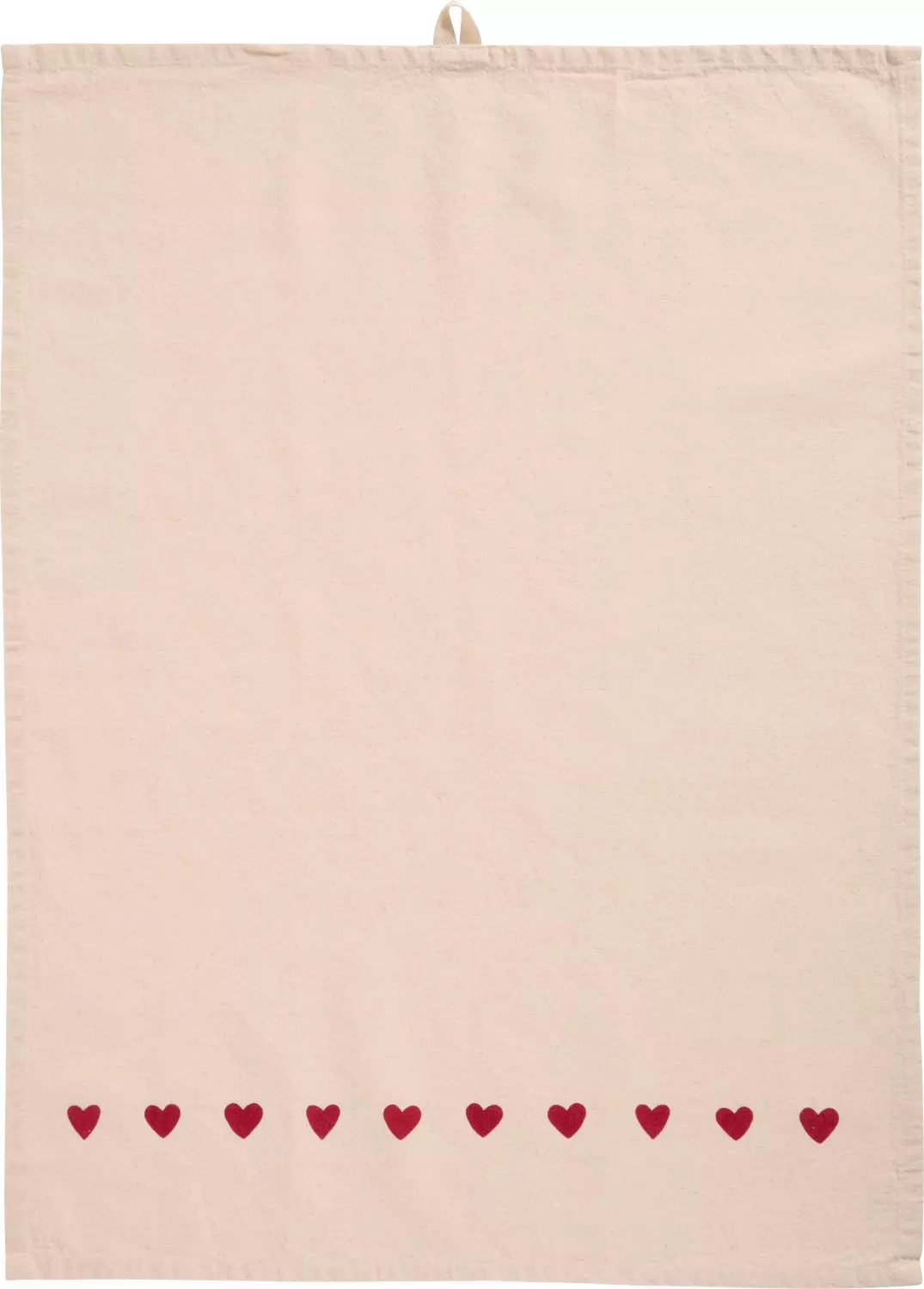 IB Laursen Oppvaskhåndkle Emma natur m/røde hjerter