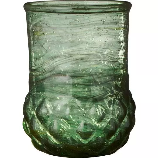 IB Laursen Lysestake t/telys grønn m/diamantformet mønster - Munnblåst