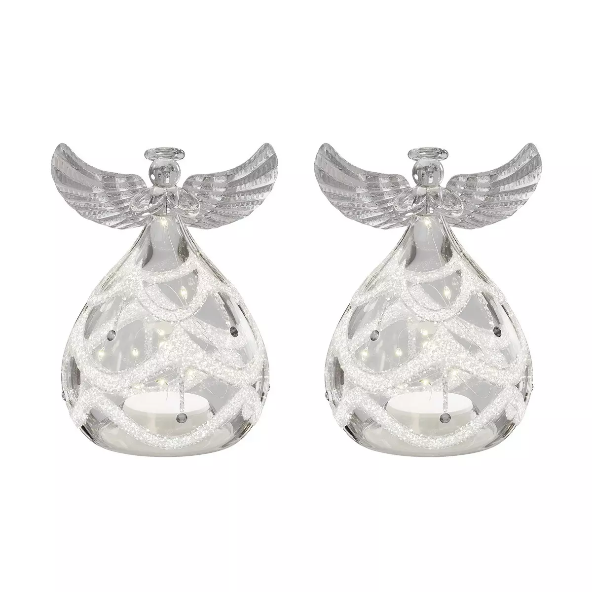 Deluxe Homeart Led Glass Engler, 2pk - H:9cm