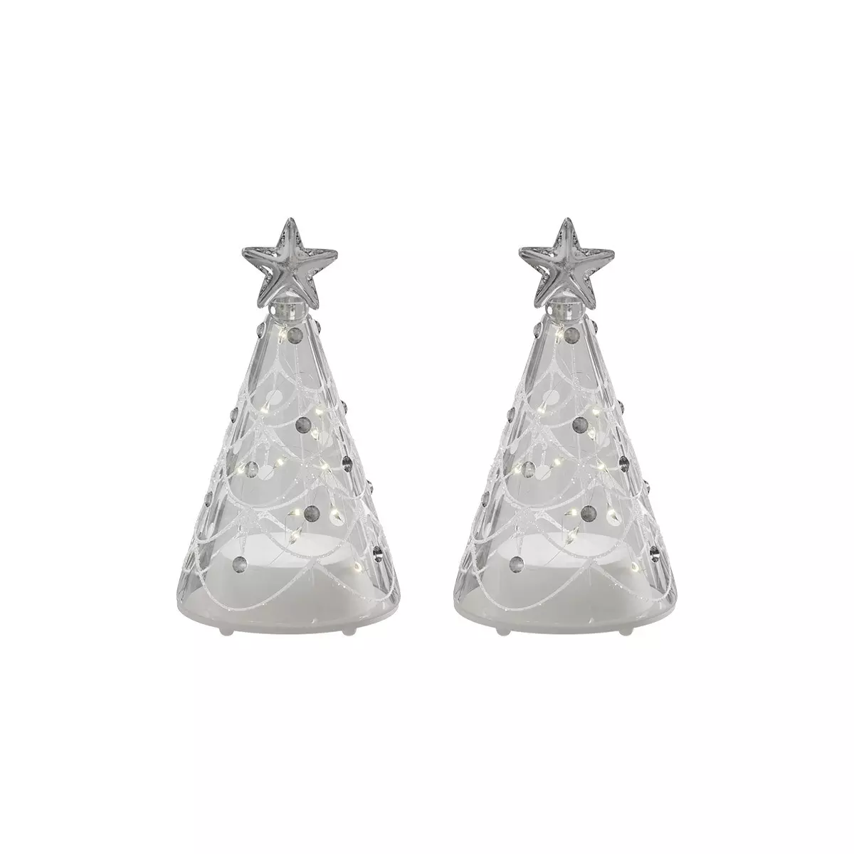 Deluxe Homeart Led Glass juletrær, 2pk - H:9CM