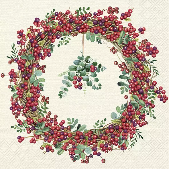ihr Kaffe Servietter "Berry Wreath" - 25x25cm - Papir